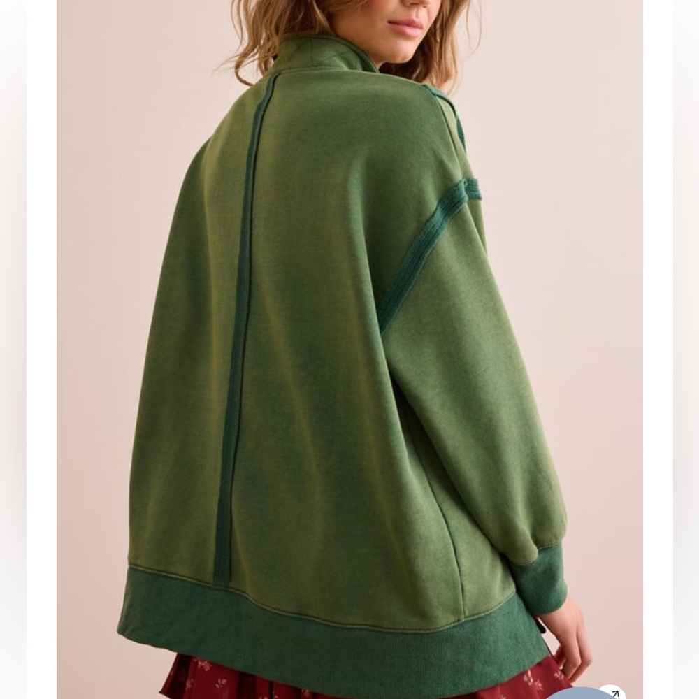 Extended thru 12/16 Altar’d State sz XSmall GREEN Pullover sweatshirt snap NWTS - Picture 3 of 3